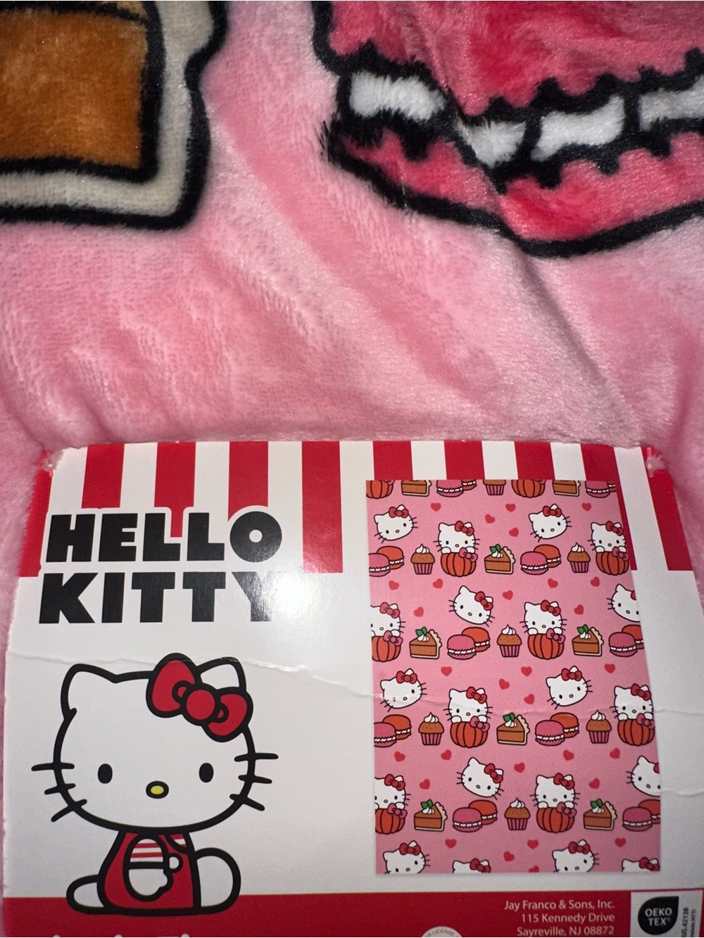 Hello Kitty Pink and Red Plush Throw Blanket with Cupcake Pattern